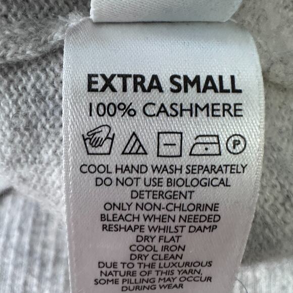 The White Label Company Heart Sweater Women's XS Heather Gray 100% Cashmere Knit - Picture 7 of 11